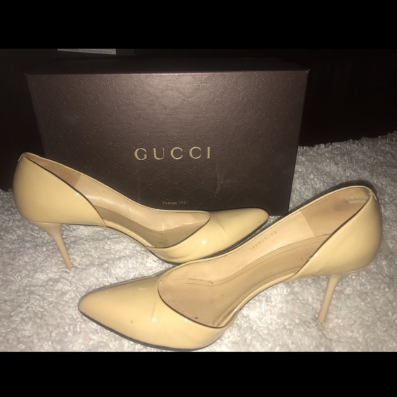 Gucci Noah Patent Half D'Orsay Nude Patent Pump. Size 12 Woman with Box - Picture 1 of 7